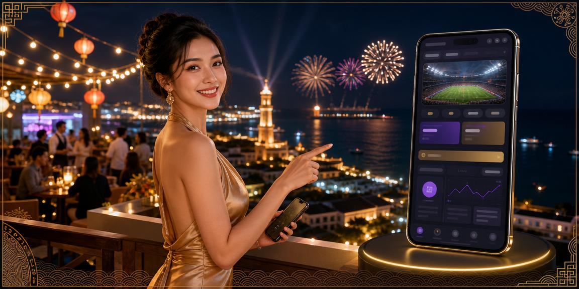 Người dùng truy cập casino trên điện thoại di động tại bãi biển Phú Quốc